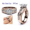 WOSIKATE Vintage 14k Rose Gold Plated Separate Colour Zirconia Ring For Women Colourful Gemstone Finger Ring Fashion Jewellery