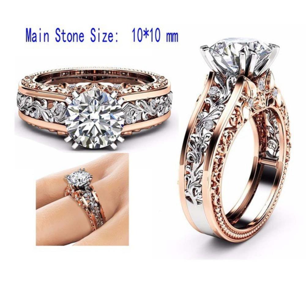 WOSIKATE Vintage 14k Rose Gold Plated Separate Colour Zirconia Ring For Women Colourful Gemstone Finger Ring Fashion Jewellery