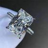 Fashion Big Square Crystal Stone Women Wedding Bridal Ring Luxury Engagement Party Anniversary Best Gift Large Rings
