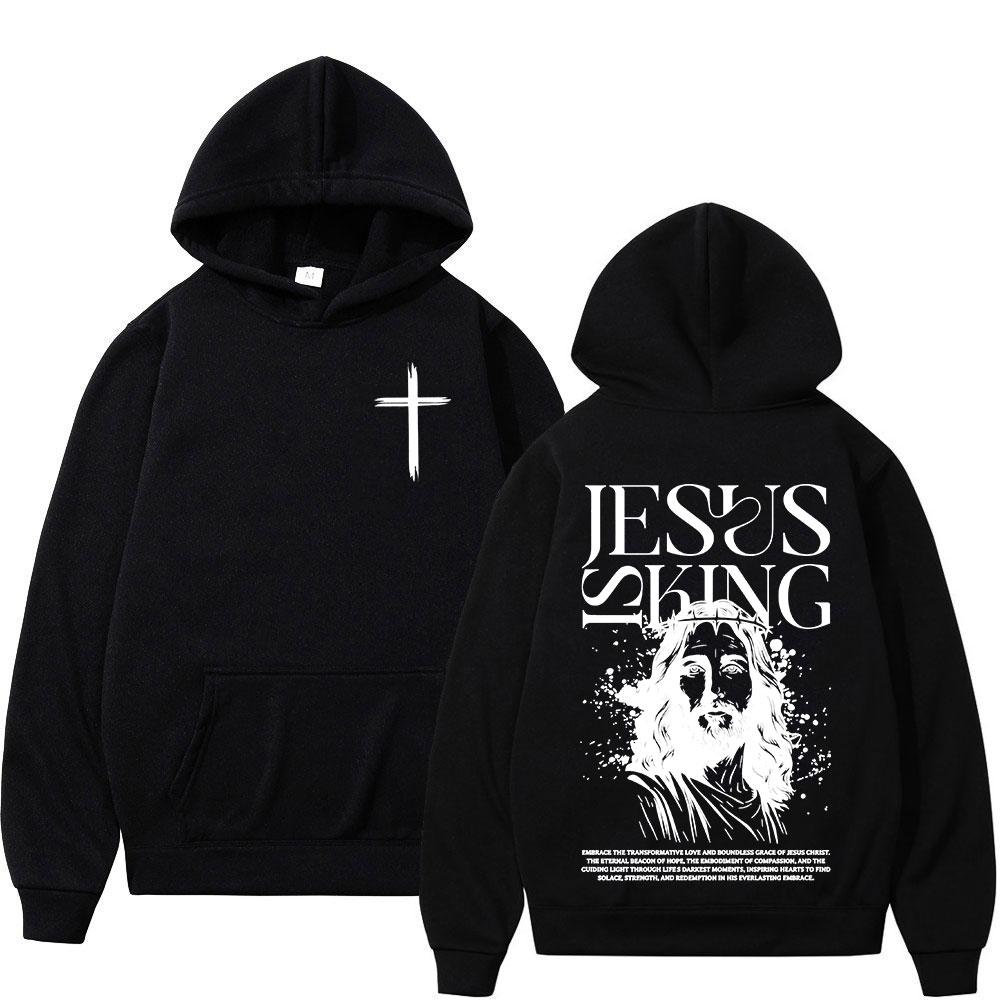 Faith Christian Jesus Is King Bible Verse Hoodies Men Women Clothing Fashion Harajuku Sweatshirts Fleece Long Sleeves Pullovers