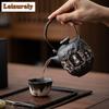 Handmade Black Pottery Buddha Teapot Zen Tea Infuser Art Pot Tea Maker Kettle With Ball Hole Tea Ceremony Accessories Collection