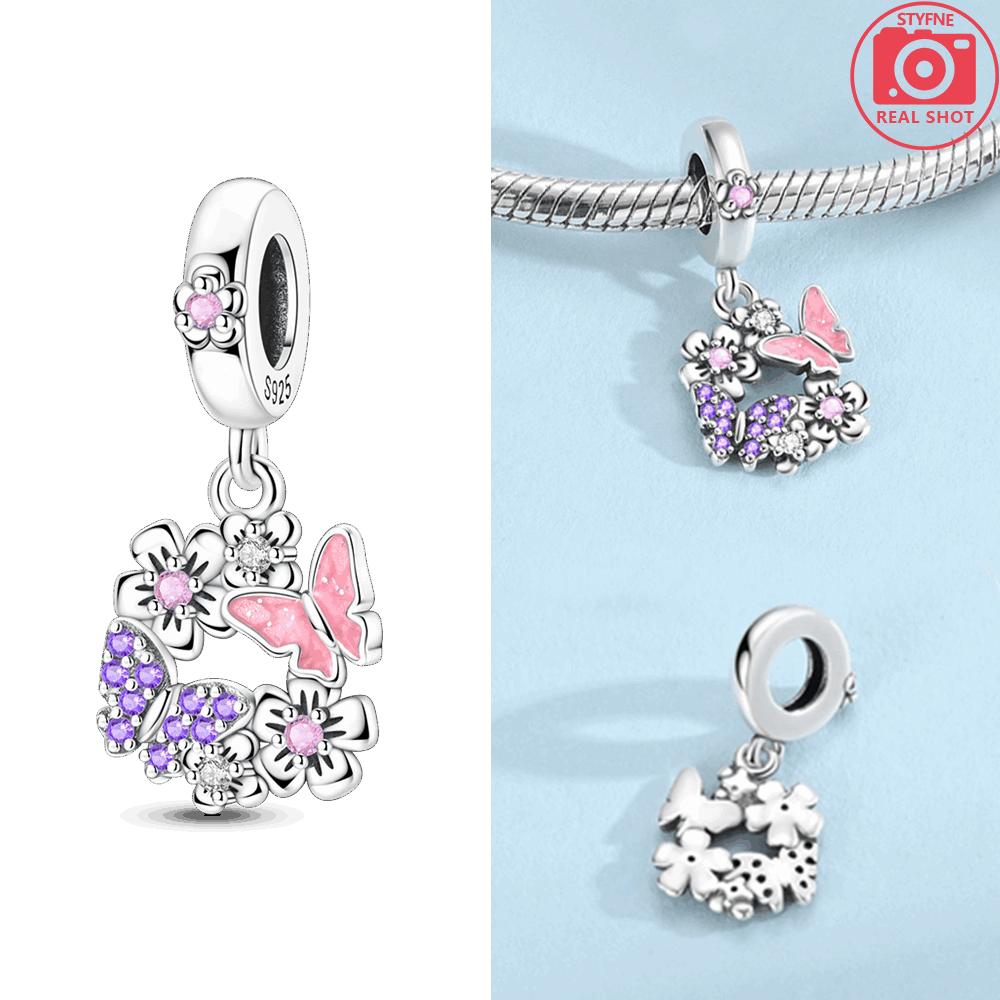 Charm Bead Charms Pink Butterfly Garland Pendant Basket Cake Authentic copper Bead Charms Compatible With Bracelets Fine Gift Accessory Diy Making
