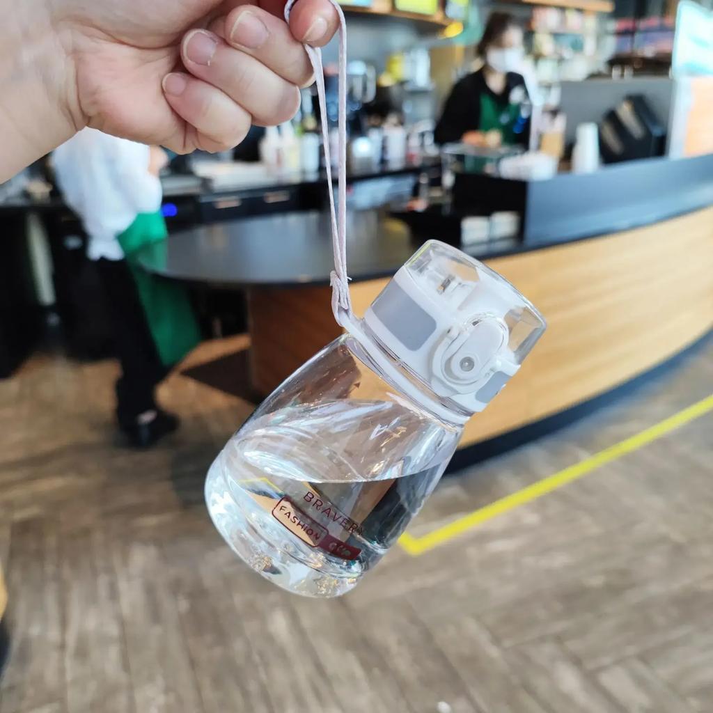 400ml Mini Big Belly Cup Plastic Water Bottle with Straws Sports Water Bottle Portable Leakproof Water Cup Student Girl Gift