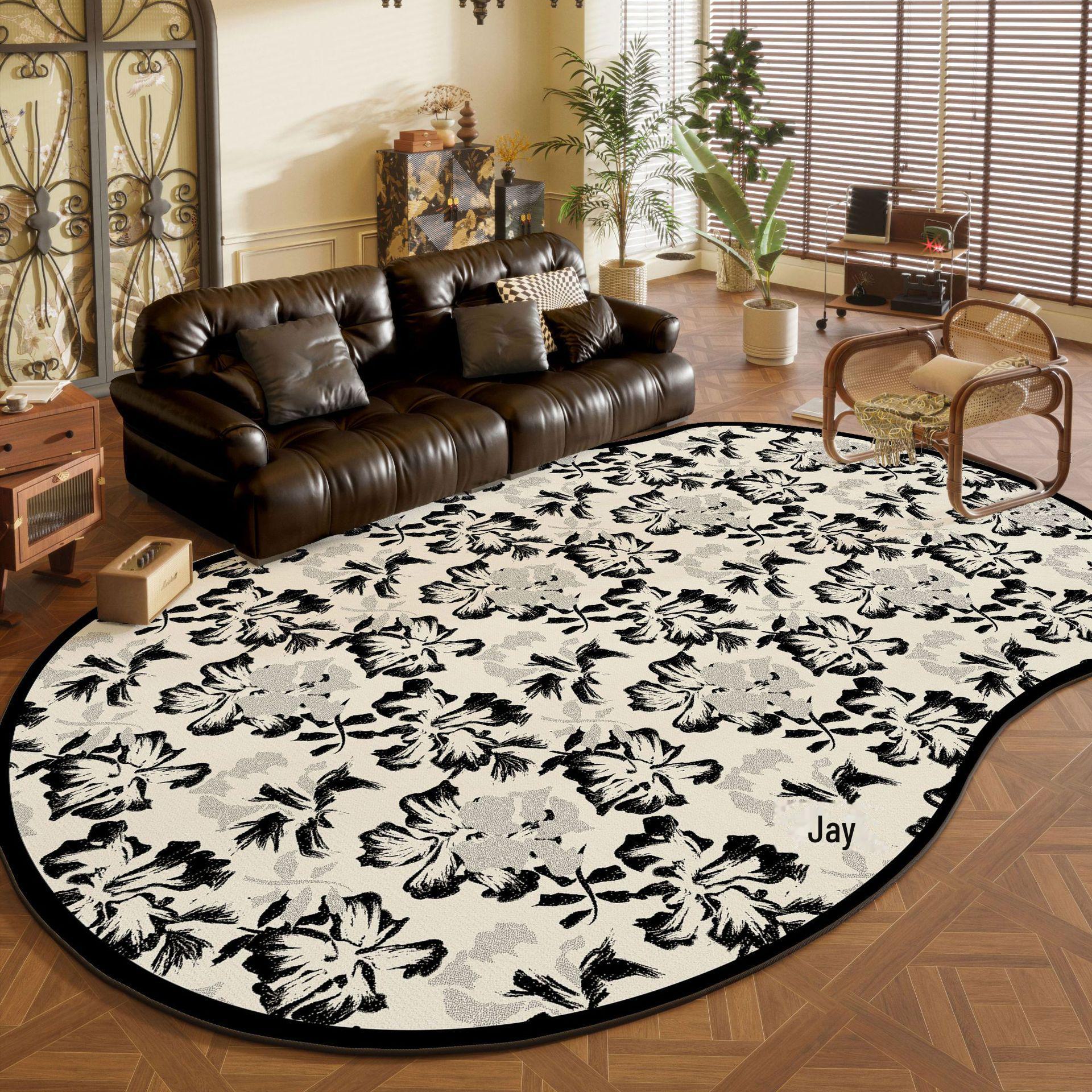 

Французский бархатный ковер с нерегулярными петлями: Устойчив к грязи, прост в уходе, водонепроницаем — идеально подходит для гостиной, спальни, а также под журнальным столиком или диваном. 120x160cm-plastic bottom loop velvet