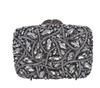 WHTUOHENG Bolso de Noche Plateado con Piedra Grande para Mujer Bolso de Mano Nupcial con Diamantes Cartera de Mano con Pedrería para Cena de Boda