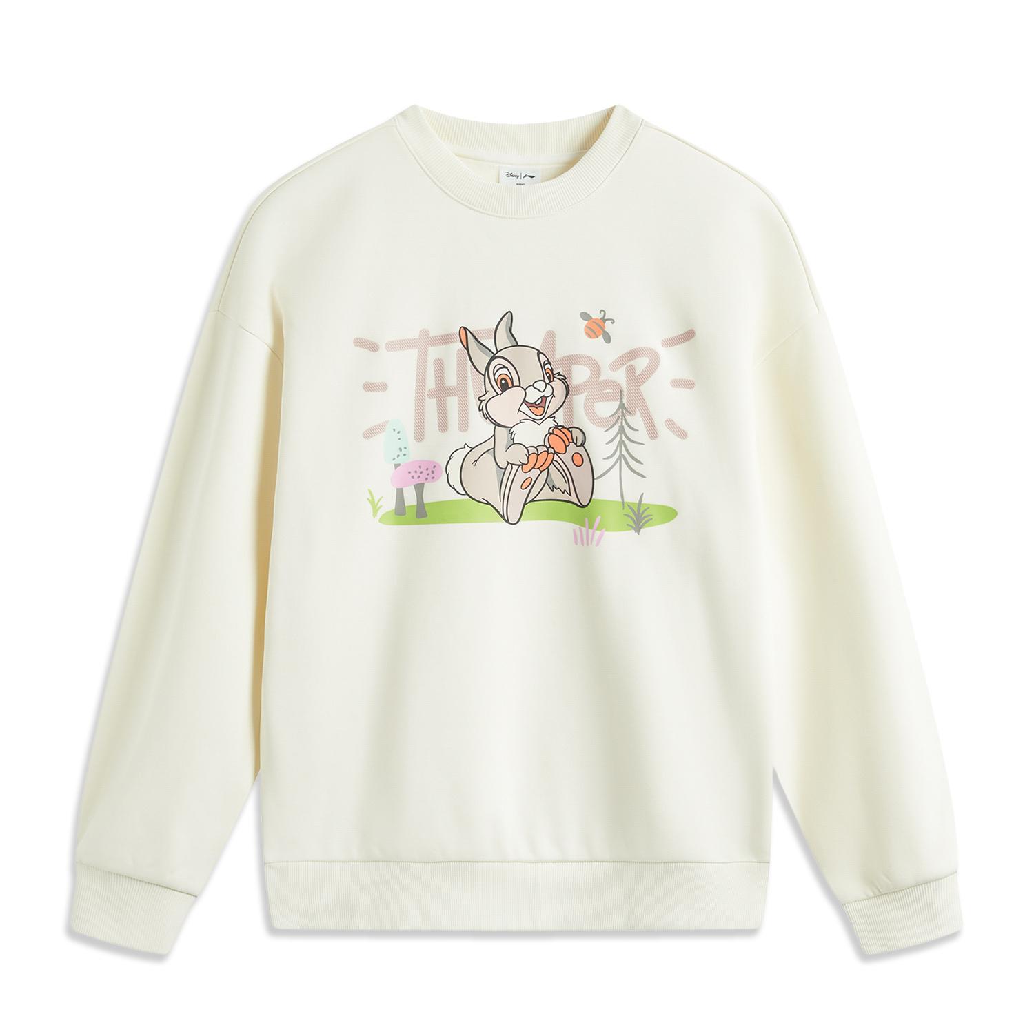 

Li Ning X Disney Bambi Collaboration Sports Lifestyle Series Pullover Fleece Теплый свитшот с длинными рукавами Женская толстовка Off-White AWDUC52-2