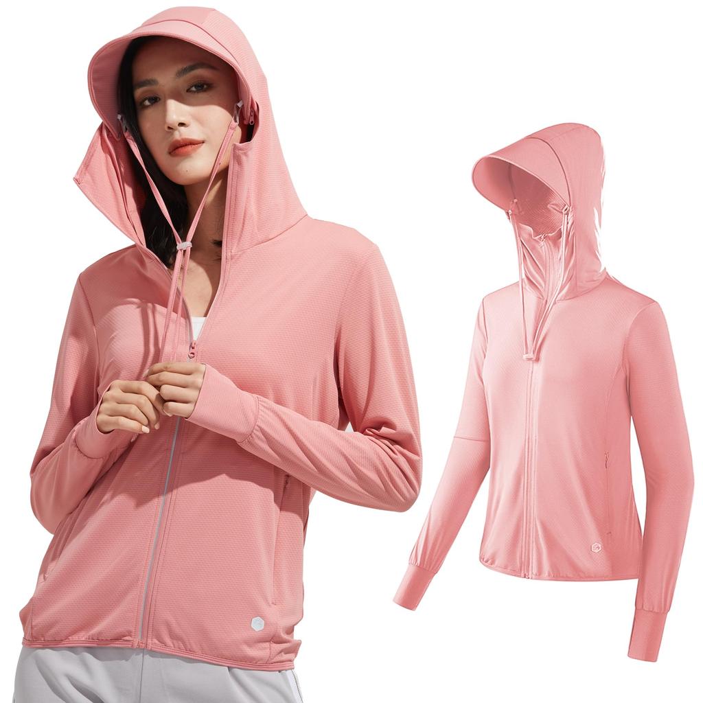 Rash UV Sun Long Rash Cool to the UV Protection [Ferenbros] Women's Guard, Pink, Protection, Hoodie, Cool, Protection, Summer, Sleeve, Guard, Touch,