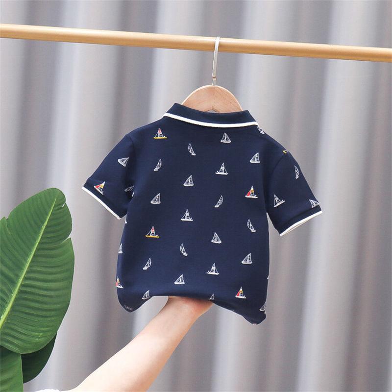 Ha Weijia Single-Color Sailboat T-Shirt – Boys' Short Sleeve