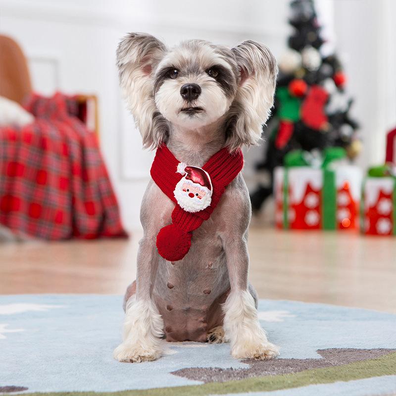 Cat Dog New Autumn and Winter Clothes Pet Scarf Collar Cat Cat Puppy Christmas Scarf Accessories Bib Hat S