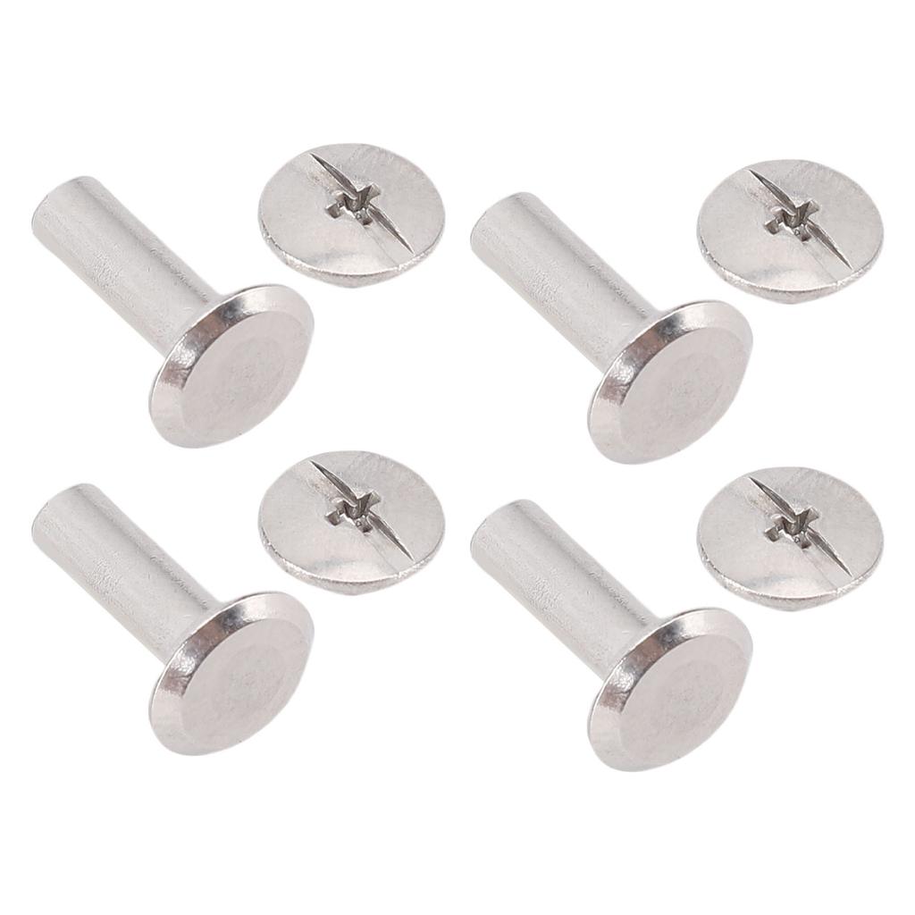 100 Pairs Rivets Screws Kit M3 Stainless Steel Flat Round Fence Cleat Nuts for Leather