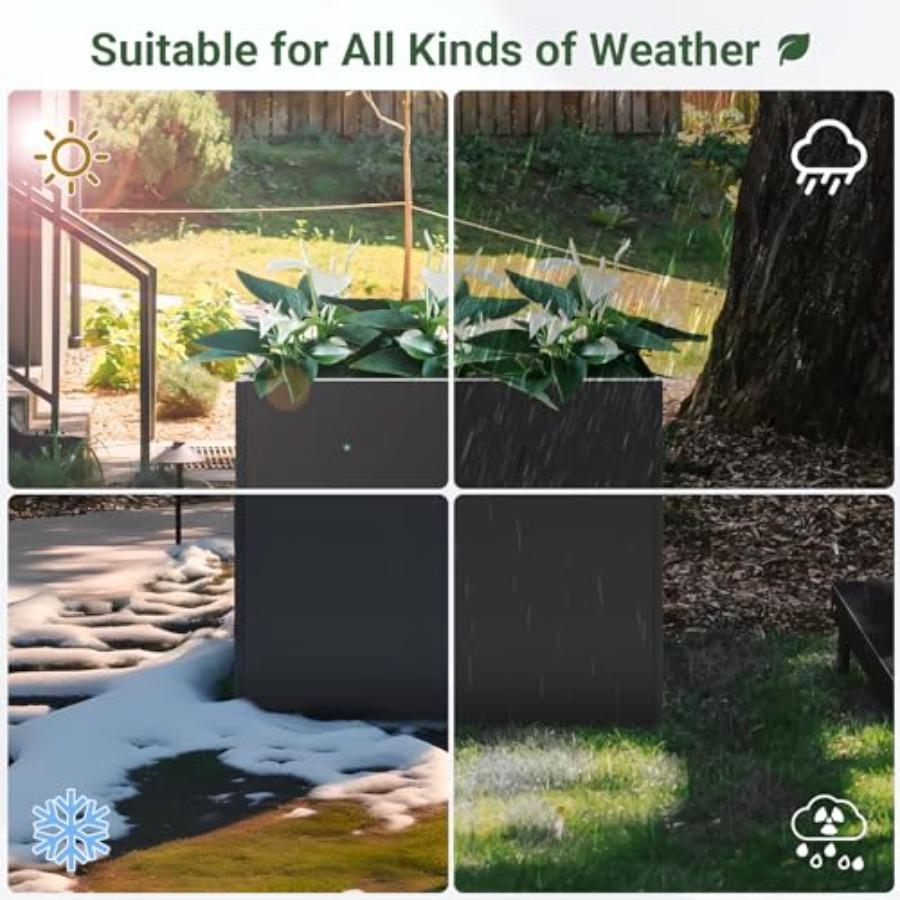 36 Metal Planter Box Large Rectangular Window Box with Drainage Holes Rust-Proof Coating Modern Outdoor/Indoor Flower Box for B