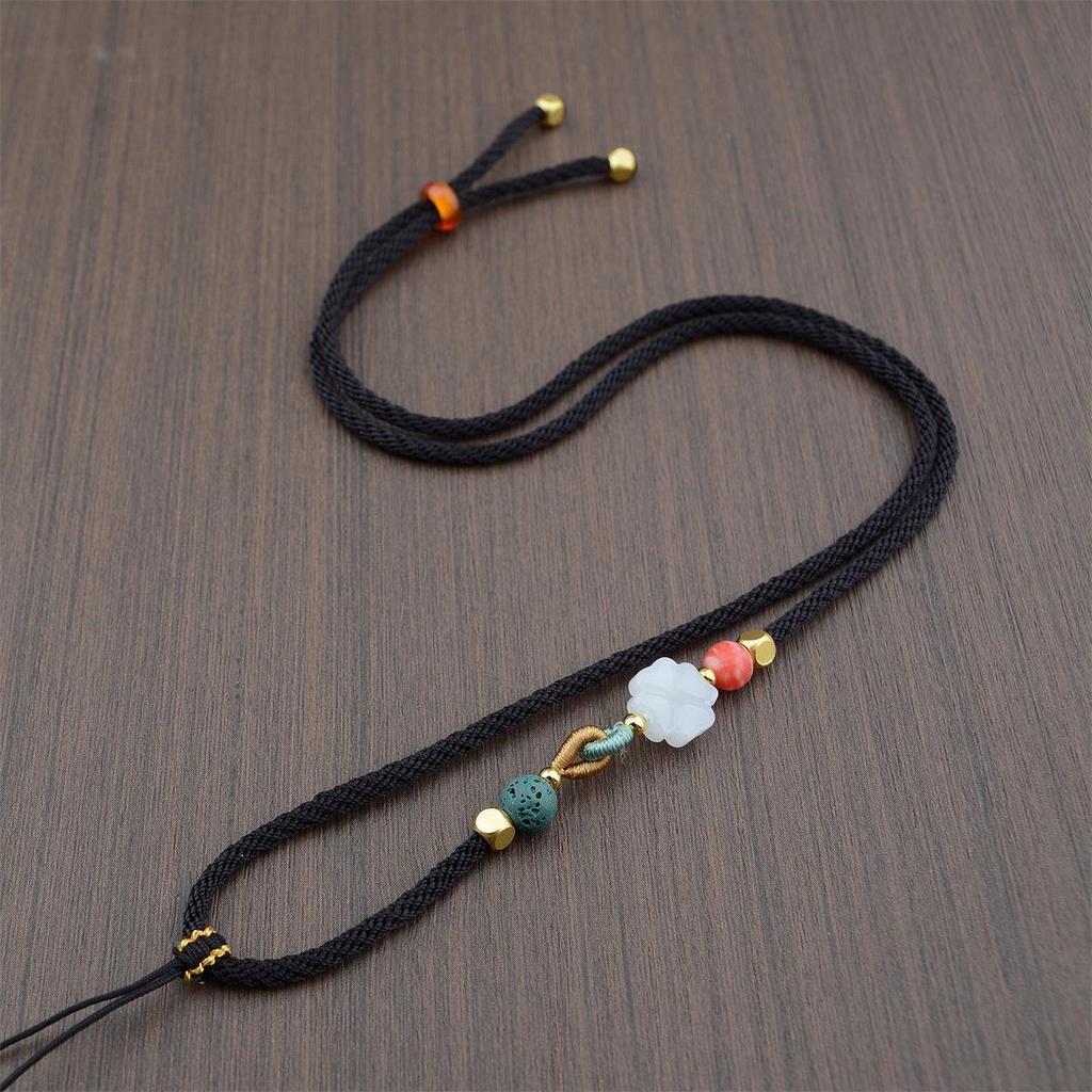 Adjustable Agate and Jade Pendant Necklace Chain for Men and Women