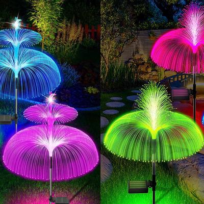 1Pcs Solar Led Colorful Gradient Simulation Jellyfish Lamp Outdoor Courtyard Garden Decorative Ground Plug Lamp Landscape Atmosphere Festival Lamp