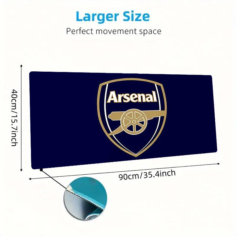 Arsenal F.C Druck Kissen Rutschfest Laptop Tablet Großes Mauspadd XXL Matte Mini-PC Spielmatte Mit Verriegeltem Rand