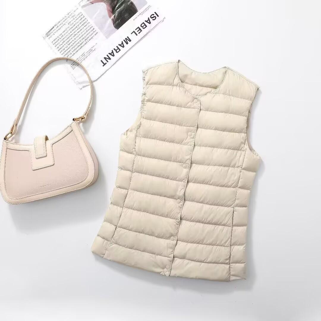 

Женский пуховый жилет без рукавов на осень и зиму, женский пуховый ультралегкий, компактный, теплый, пуховый жилет-подкладка XXL бежевый