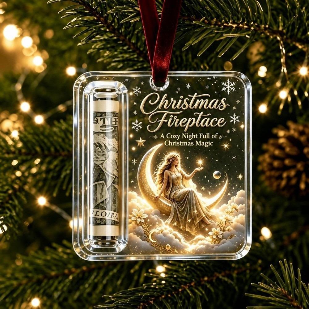 Hanging Christmas Cash Gift Ornament Acrylic Treat Holder Ornament  for Surprise Present