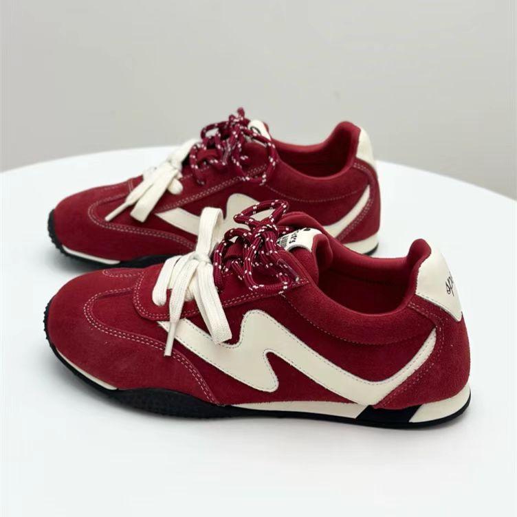 

[Fanfuna] 2025 autumn and winter new German training shoes women s retro versatile soft sole comfortable lace-up sports and leisure shoes 40 темно-синий