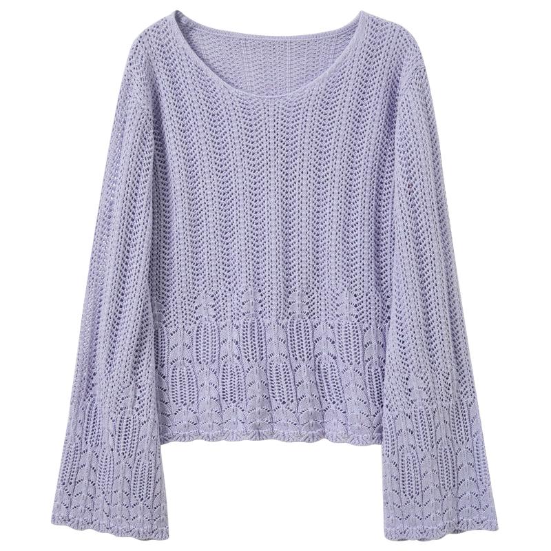 Sancai Women s Plus Size Loose Hollow Knit Cardigan XL