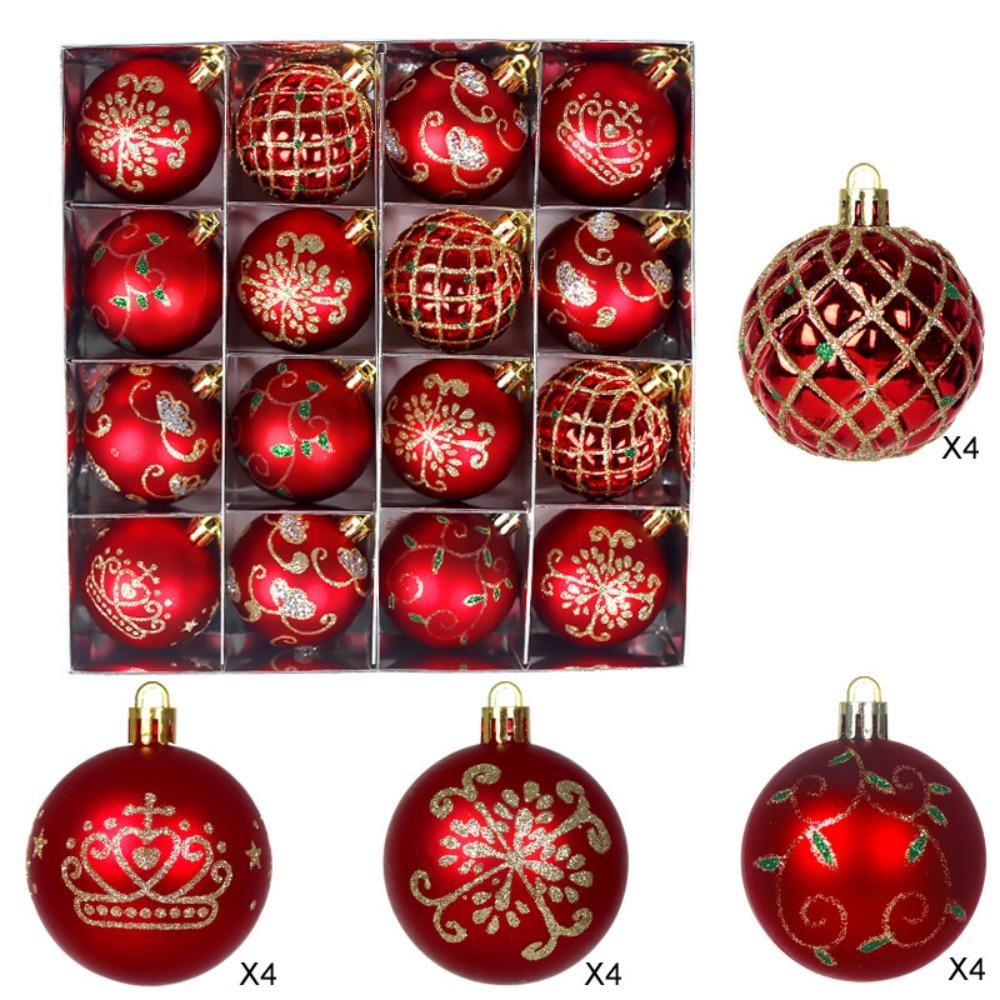 16PCS Plastic Christmas Ball Set 6cm Suspensable Decorative Christmas Tree Balls Multicolor Xmas Ornament Ball Storefront