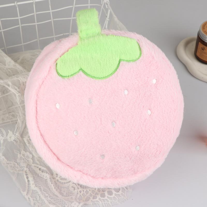 Lovely Strawberry Plush Cosmetics Bag Large Capacity Makeup Bag Sweet Simulation Fruits Storage Bag Toiletry Bags For Girls