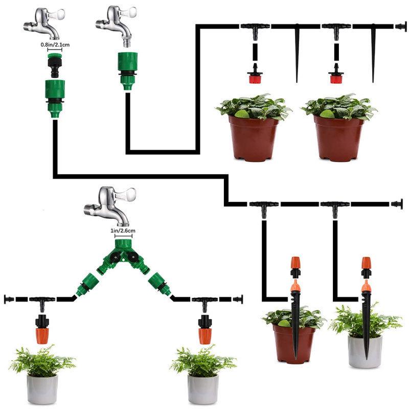 30m Automatic Drip Irrigation Kit with 4/7 Tubing for Outdoor Gardens
