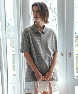 Banwonateullie A3599 Loose Fit Striped Collar T-Shirt_Light Gray