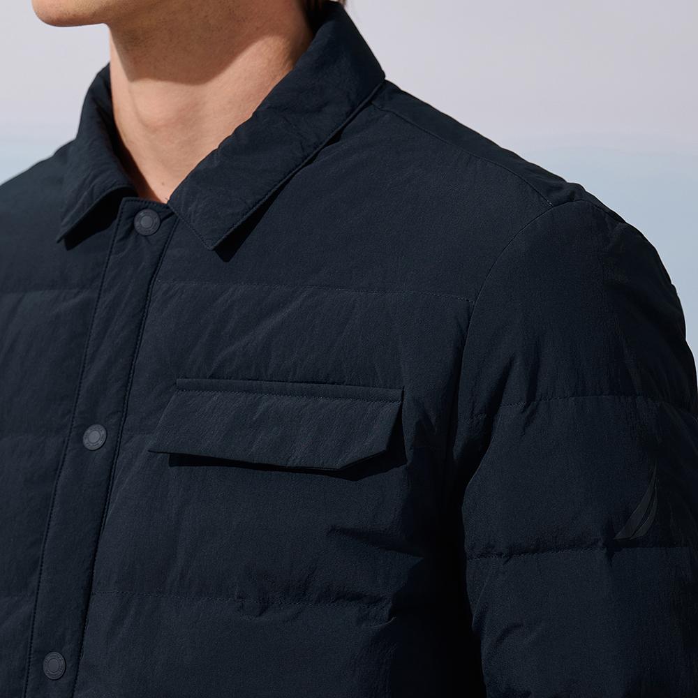 NAUTICA Down Jackets Men's Navy Blue 4NV Lapel Moderate Down Shirt Jacket JE5309