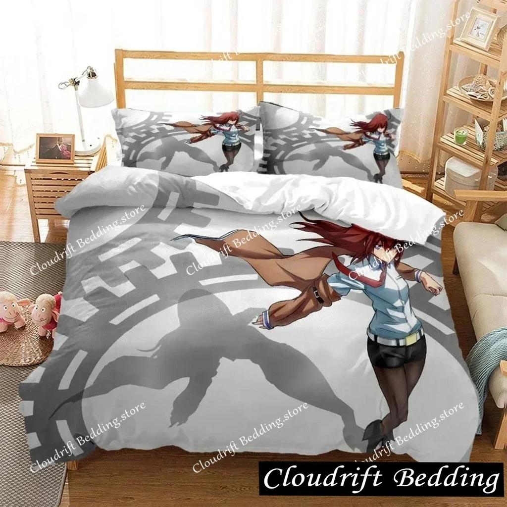 Anime Steins Gate Kurisu Makise Bedding Set Boys Girls Twin Queen Size Duvet Cover Pillowcase Bed Kids Adult Home Textile026