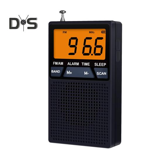 Portable AM/FM Radio Mini 2 Band Radio with Speaker Multipurpose Time Display Alarm Clock Function Large Screen Radio