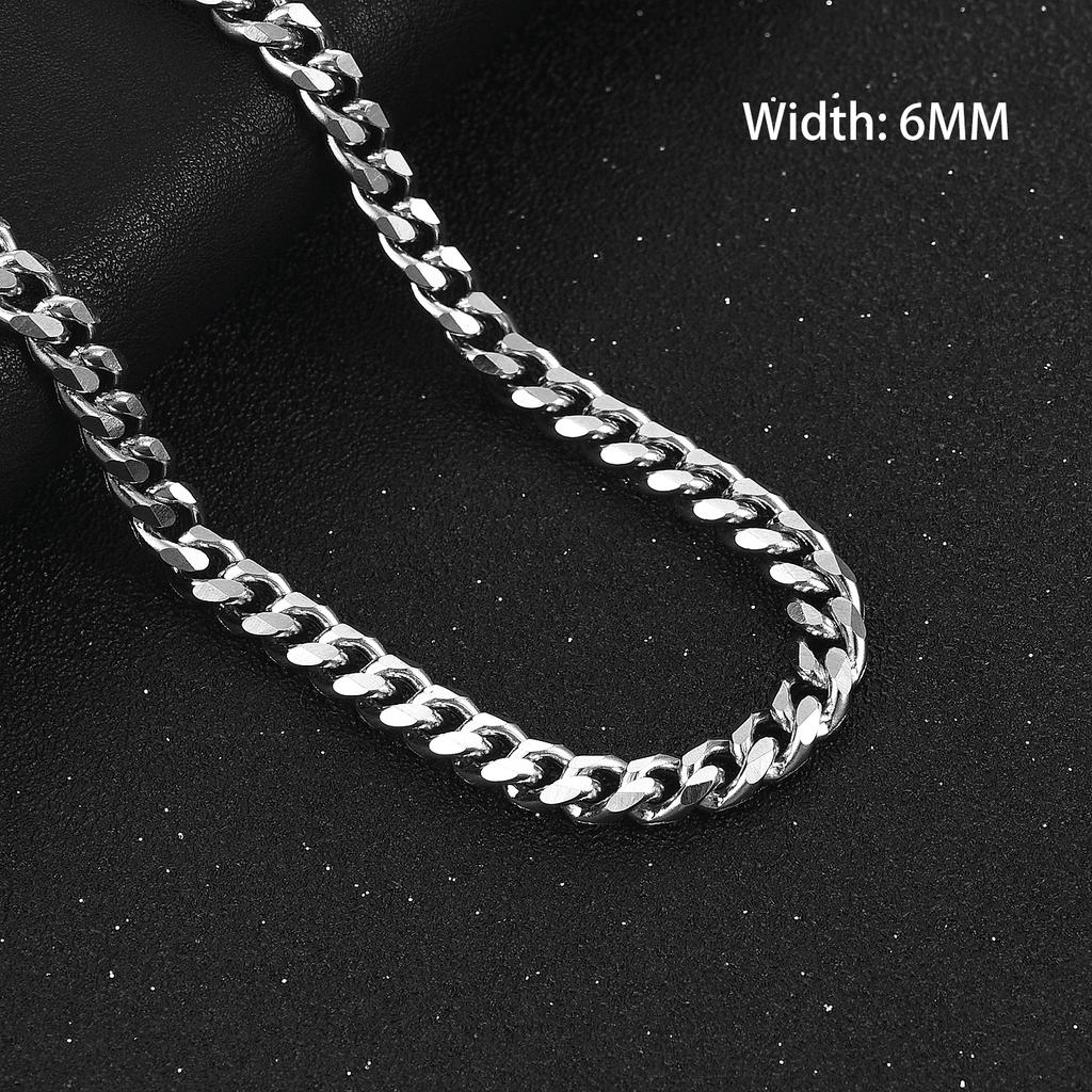 3.5/5/6/7/8/9mm Stainess Steel Link Cuban Chain Necklace for Men Women Metal Chunky Choker Sliver Punk Accessory Jewelry