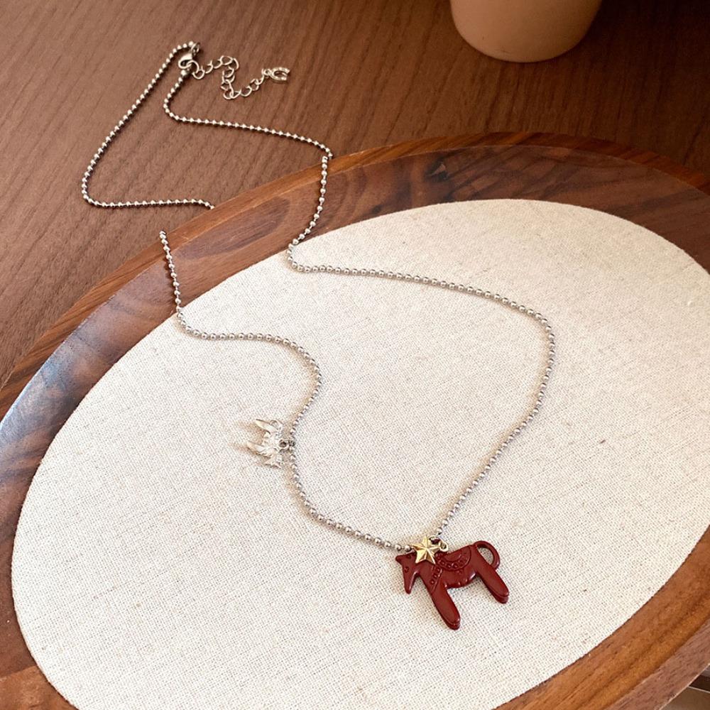 Plated Beads Chain Chokers Funny Zodiac Animal Necklaces Horse Pendant Necklaces Jewelry Gift
