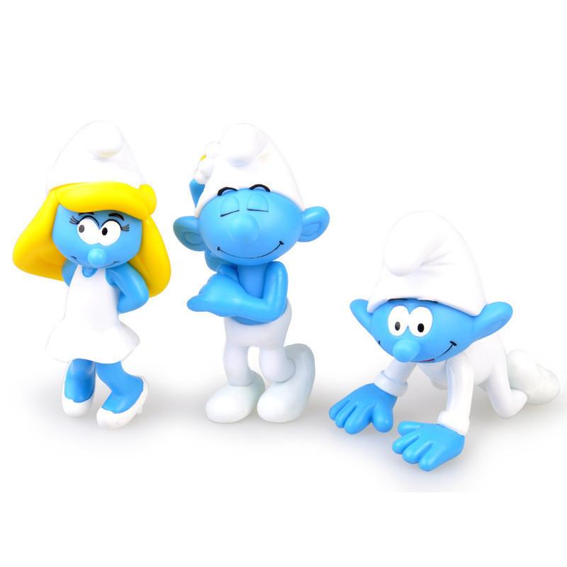 Encantador Desenho Animado Smurfs Conjunto de 6 Adoráveis Bonecos Colecionáveis de PVC