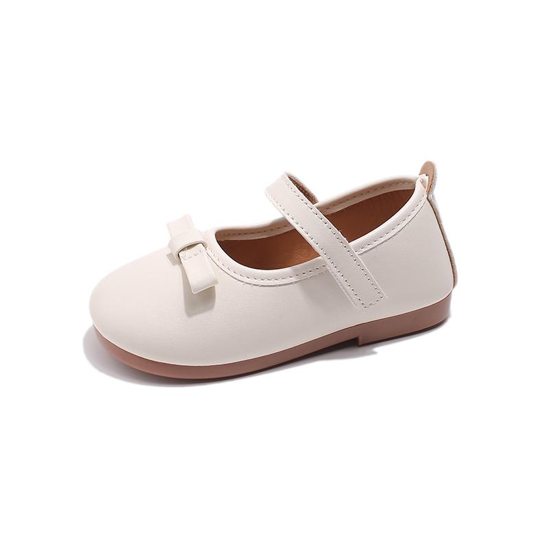 Chaussures en Cuir pour Petites Filles pour Fête de Mariage Légères Douces de Qualité avec Nœud Simple Mode Automne Chaussures Plates pour Enfants 21-34