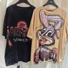Trendy European & American Retro Distressed Cartoon Cotton T-Shirt - Women's Loose Fashion Short Sleeve Top for Autumn