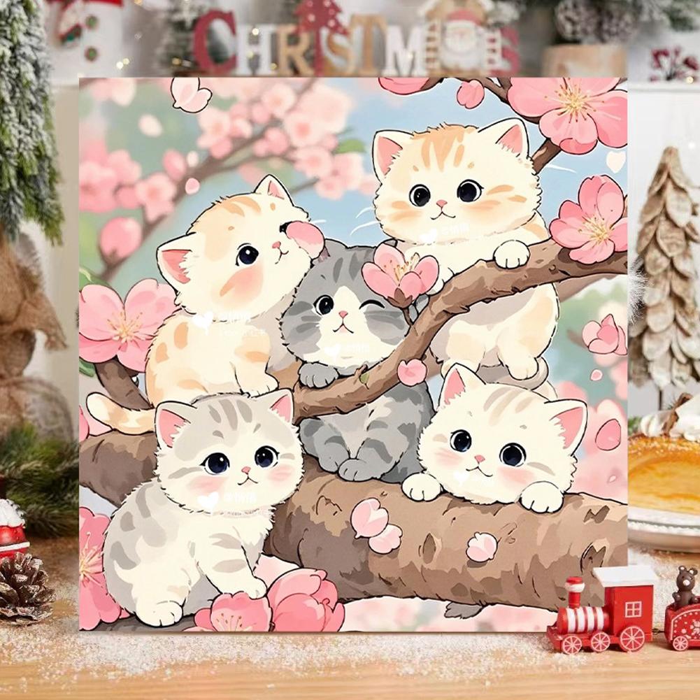 Simple Cat Paint by Numbers Kit,Paint by Number Kits on Canvas for Kids Beginners,Digital Oil Painting Kits for Home Wall Decor