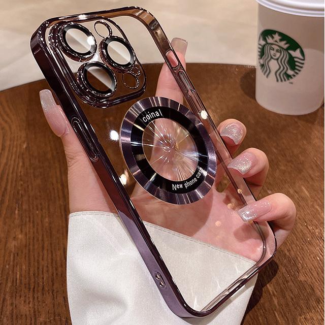 Luxury Plating For Magsafe Magnetic Case For Apple iPhone 15 14 Plus 13 12 11 Pro Max Wireless Charge Transparent Phone Cover