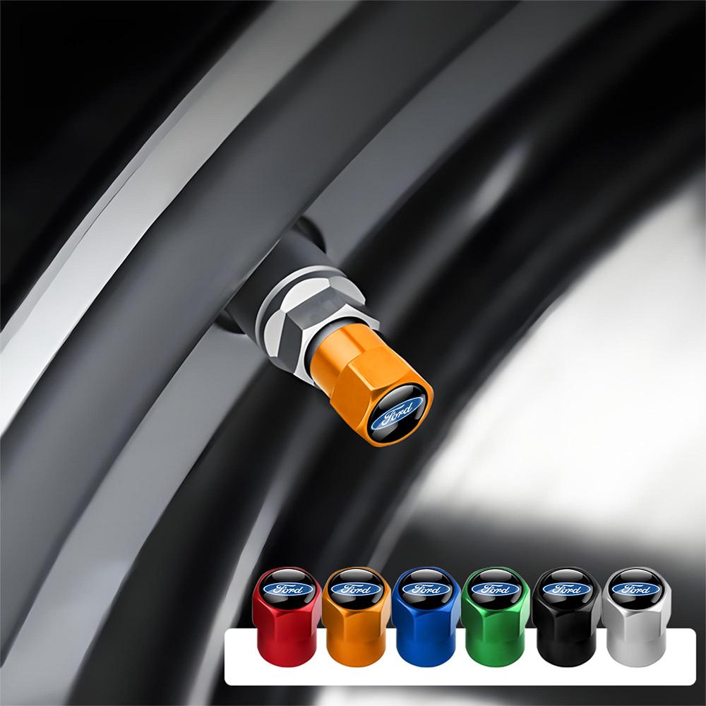 4PCS Metal Car Wheel Tire Air Valve Caps Stem Cover Auto Accessories For Ford Mustang Focus Mondeo Fiesta Kuga MK2 MK3 MK4 Edge IL8