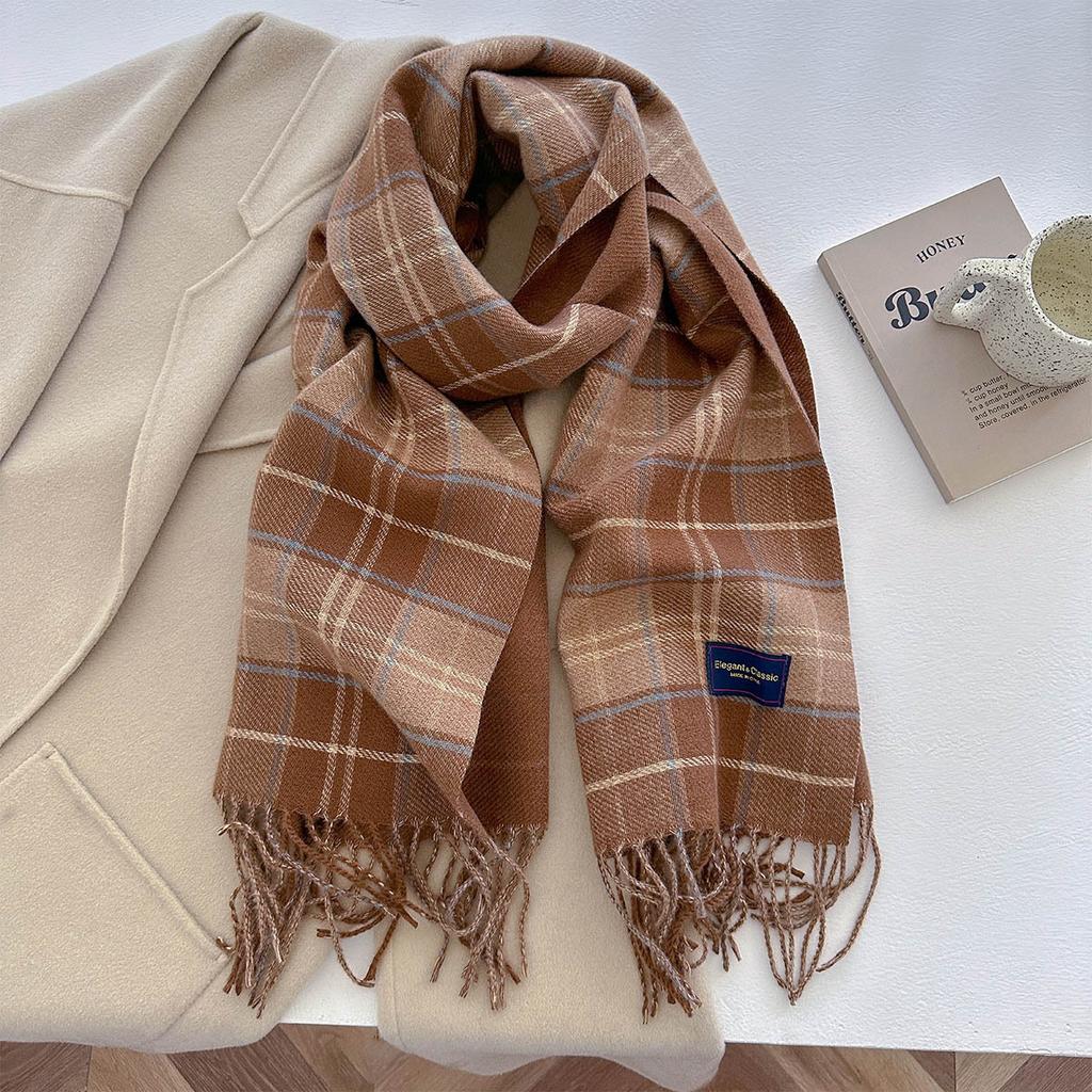 100 Color Autumn Winter Classic Plaid Scarf Women Cashmere Tassels Scarves Thickened Warm Shawl Windproof Pashmina Neckerchief