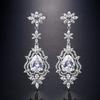 ZAKOL Fashion Water Drop Zircon Dangle Earrings For Women Luxury White Leaf Drop Earrings Bridal Wedding Party Jewelry