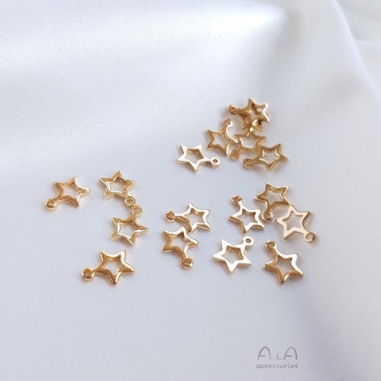 

14K Gold-Filled Color-Preserving Hollow Star Pendant - 6mm Mini Charm for DIY Jewelry