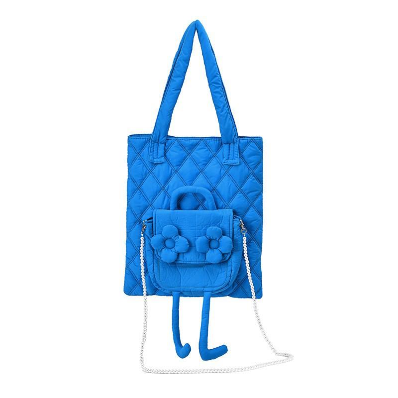 

Internet Celebrity Double Shoulder Blue Doll Bag Cartoon Crossbody Creative Trend Down Length 31x Width 1x Height 37cm синий