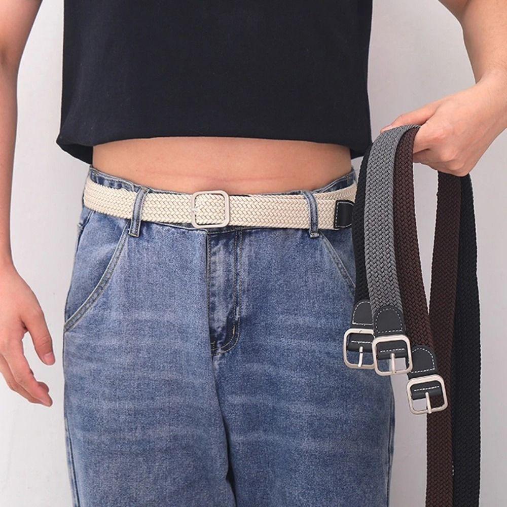Knitted Thin Woven Belt Canvas Stretch Waist Belts Fashion Elastic Waistband  Climbing