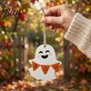 Ghost And Pumpkin Decor Halloween Wooden Hanging Sign with Hemp Rope Cute Outdoor Pendants for Home Party Wall Decorations Holiday Art