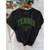 Hals-Oberteil Polyester-Strickstoff Normale Länge Alle Jahreszeiten Damen Freizeit Tennis Buchstaben-Aufdruck T-Shirt Kurzarm