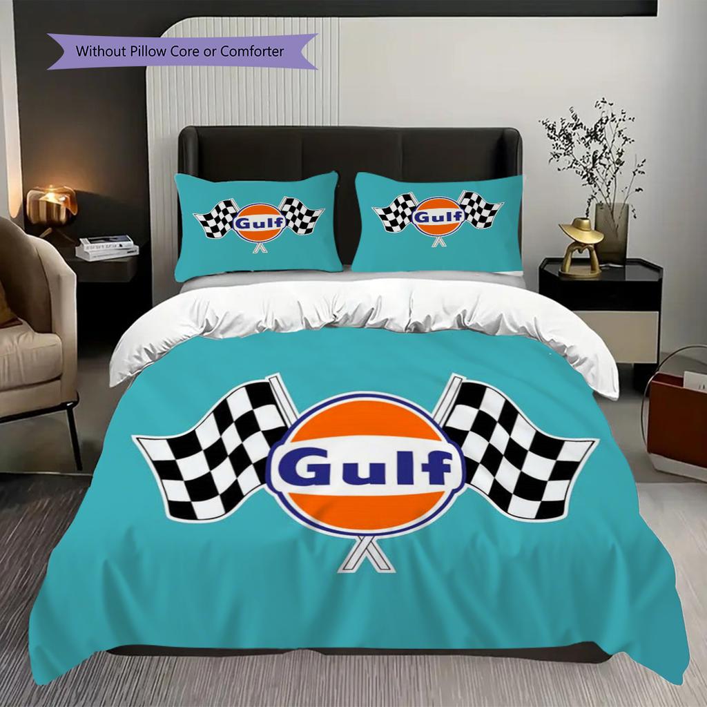 Gulf Brand Logo Three-piece set (1 * duvet cover + 2 * pillowcase, without core) 2D Flat Soft and comfortable Duvet cover and pillowcase Bedding set