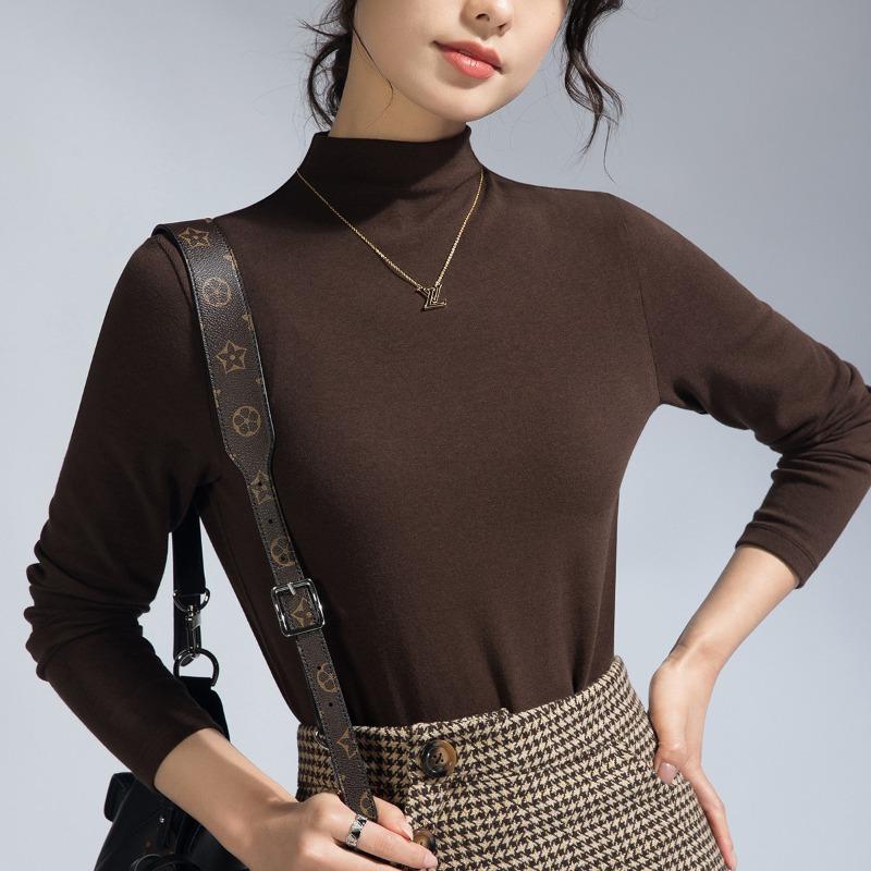 Summer Women's New Worsted Merino Wool Semi-turtleneck Knitted Sweater/long-sleeved T-shirt Women's Machine Washable