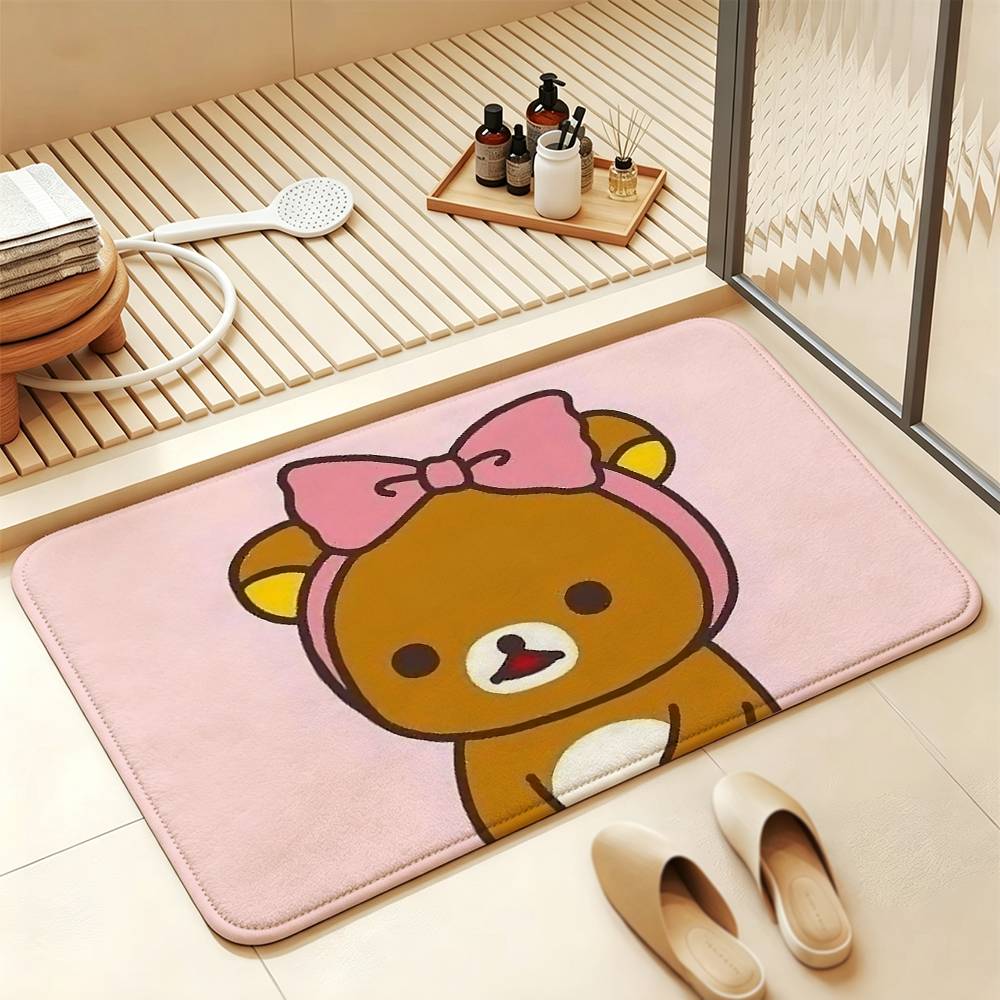 So Lovely R-Rilakkuma-S bear Anti‑Slip Floor Mat Short Plush Rug mat Soft Comfortable Machine Washable Home Decor