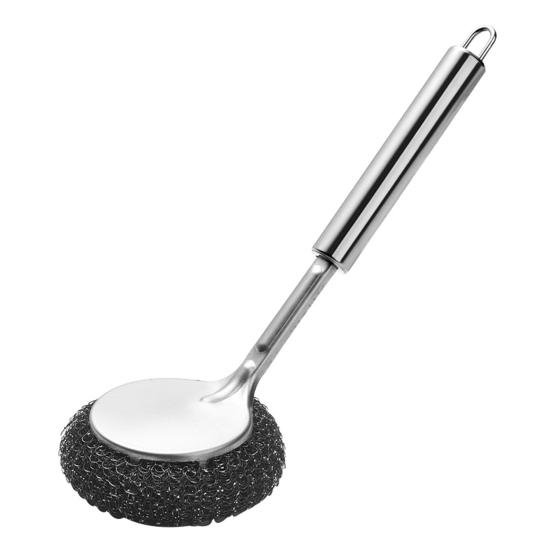 

Pot Brush Rust-Proof Stainless Steel Scrubber with Ergonomic Non-Slip Handle Pots Pans Grills Ovens Cleaning Brush Stubborn Stain Remover 1pc