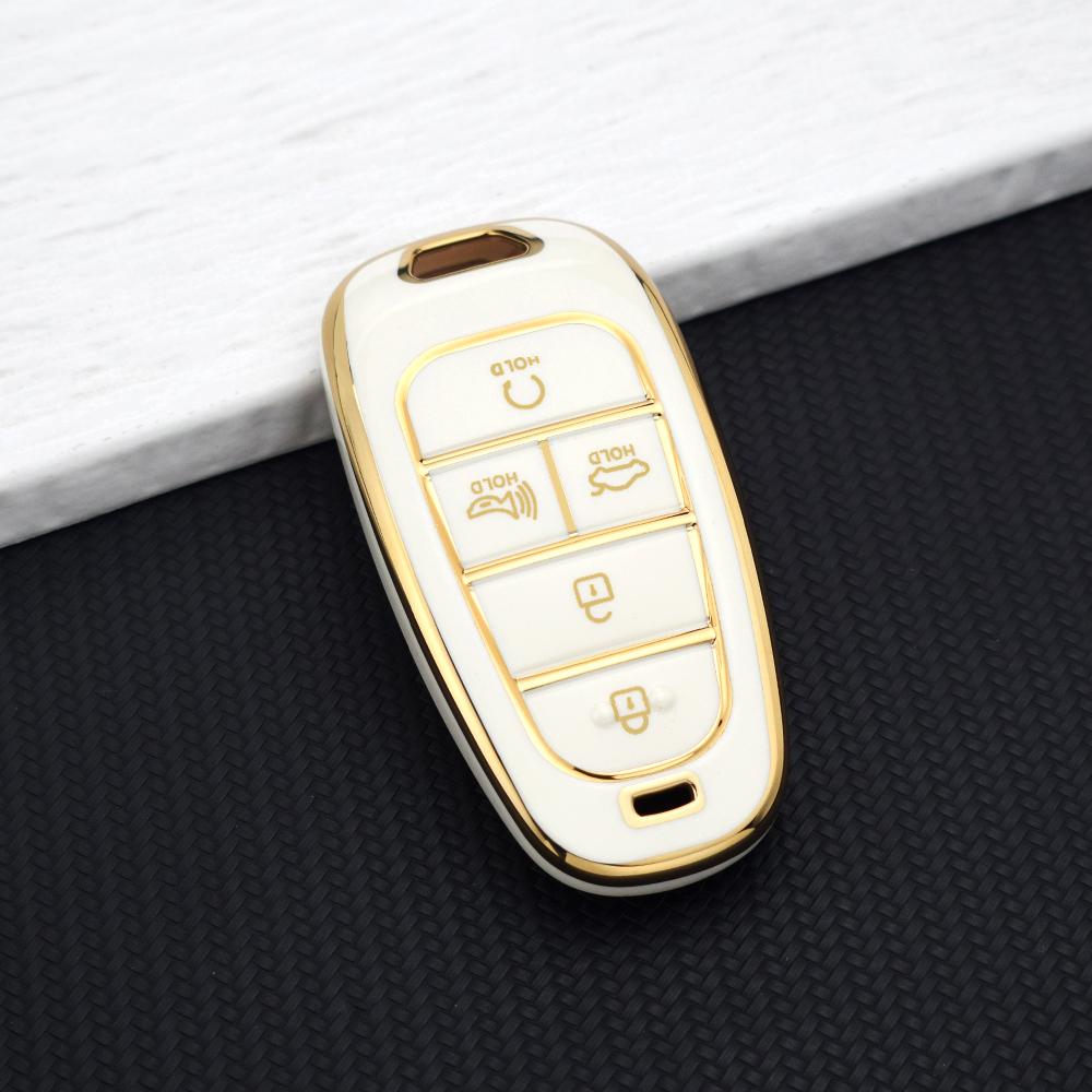 5 Buttons TPU Car Key Case Shell Cover for Hyundai Sonata DN8 Nexo Santa Fe TM Tucson NX4 Staria Ioniq Key Protector Accessories