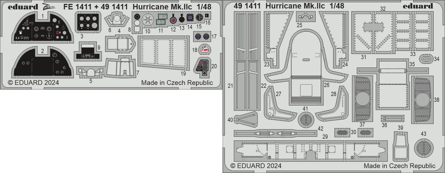 

Эдуард 1/48 Масштаб Харрикейн Mk.2c Фототравление (для Hobby Boss) Детали для пластиковой модели EDU491411